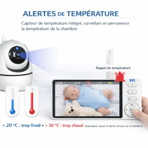 Babyphone camera 5” – Surveillance jour & nuit – Image 4