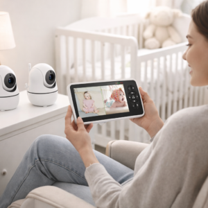 Babyphone vision nocturne – image noir et blanc sur l’écran