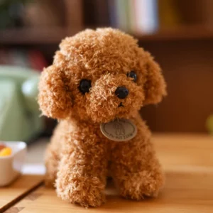 chien en peluche 25 cm marron clair