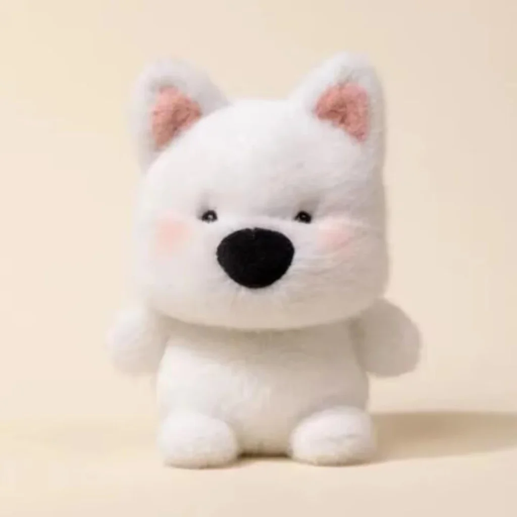 Peluche chien blanc adorable