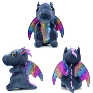 Peluche Dragon Noir 25 cm Douce et Fantastique – Image 3