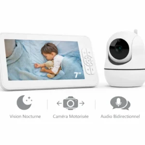 Babyphone vidéo 7 pouces avec écran HD et caméra