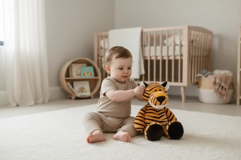 Peluche tigre bebe doudou tigre