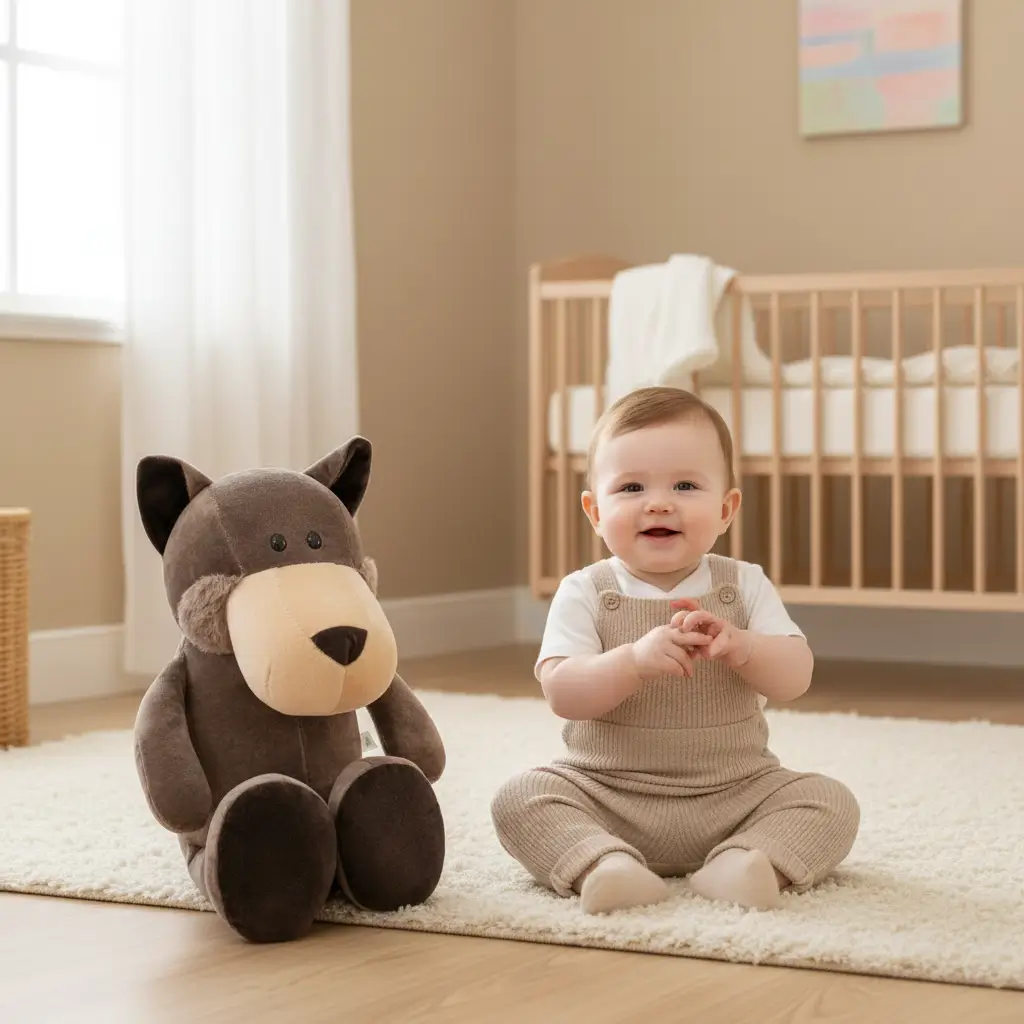 peluche loup compagnon bebe