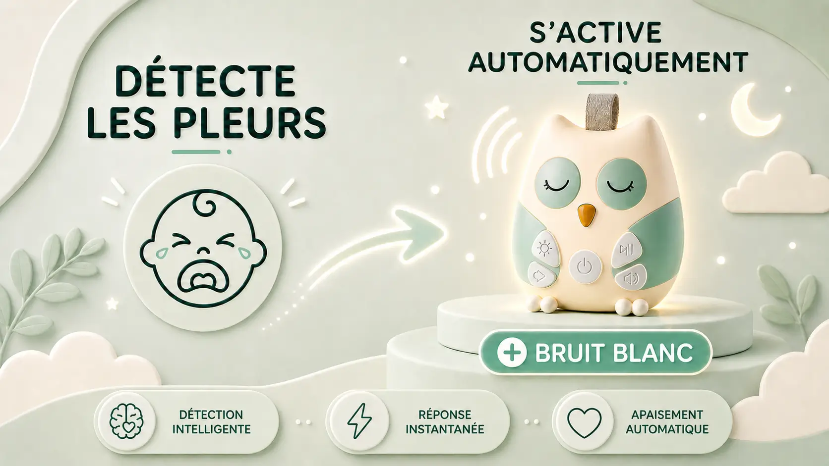 Veilleuse bébé decteur les pleur